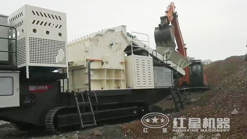 杭州時產200噸履帶移動細碎機破碎現場生產視頻